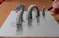 Drawing A 3D Loch Ness Monster, Trick Art