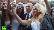 Putin Selfies With Brides During Moscow B-day Celebration